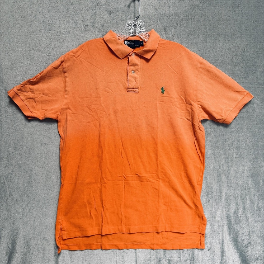 Polo Ralph Lauren Polo Shirt Mens Large Orange Short Sleeve Pony Logo Cotton